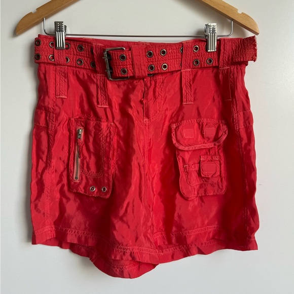 Pete & Greta By Johnny Was Cargo Shorts Green Utility Multi Pockets Women 0 Pink
